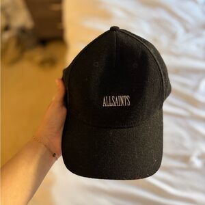 All Saints Classic Black Hat wool